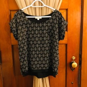 Black blouse with white designs